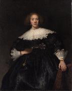 REMBRANDT Harmenszoon van Rijn Portrait of a woman with a fan (mk33) oil painting artist